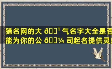 猎名网的大 🌹 气名字大全是否能为你的公 🌼 司起名提供灵感
